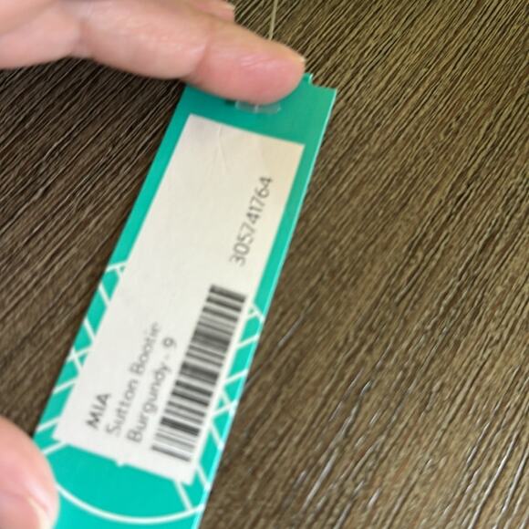 Mia Ladies’ Sutton Burgundy Faux Suede Heeled Ankle Boots Size 9 Nwt - Picture 8 of 8